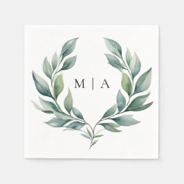 Guardanapo De Papel Casamento Formal Minimalista de Folhagem Monograma
