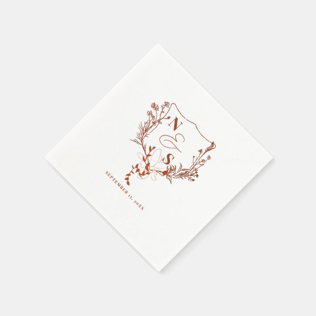 Guardanapo De Papel Casamento Formal Russo Floral Crest Monograma (Canto)