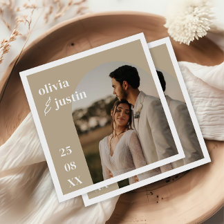 Guardanapo De Papel Casamento Foto Arco Boho Minimalista Moderno