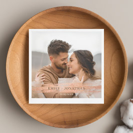 Guardanapo De Papel Casamento Foto Personalizada Elegante Rústico Dour