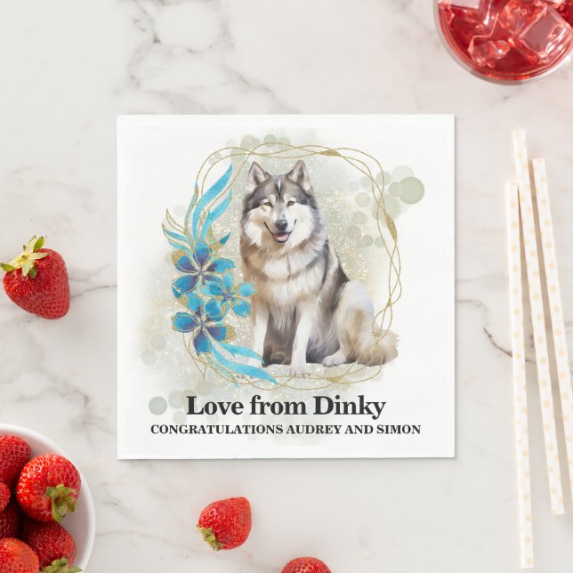 Guardanapo De Papel Casamento Fotográfico de Cachorro Malamute no Alas (Insitu)