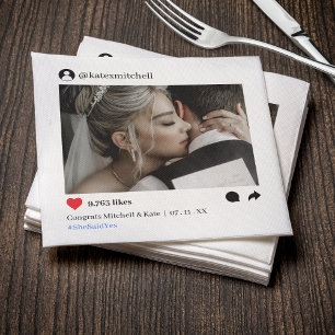 Guardanapo De Papel Casamento Fotográfico do Posto de Mídia Social