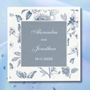 Guardanapo De Papel Casamento Francês Floral Blue Vintage