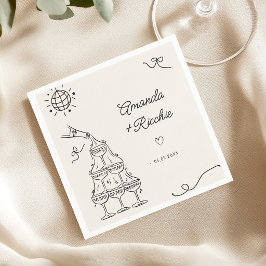Guardanapo De Papel Casamento Francês Rústico Divertido Desenhado à Mã