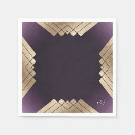 Guardanapo De Papel Casamento Gatsby Dourado Roxo Geométrico