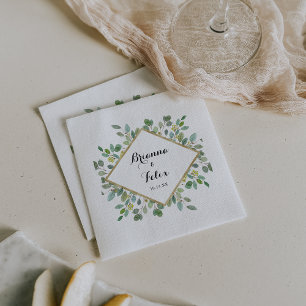 Guardanapo De Papel Casamento Geométrico de Eucalipto Calligrafia Dou