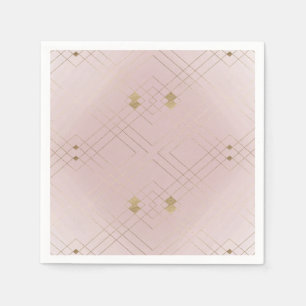 Guardanapo De Papel Casamento Geométrico Dourado de Deco Gatsby, Rosa