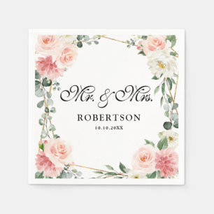 Guardanapo De Papel Casamento Geométrico Dourado Rosa Esbranquiçado