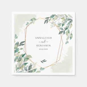 Guardanapo De Papel Casamento Geométrico Eucalyptus Greenery Botânico