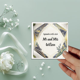 Guardanapo De Papel Casamento Geométrico Moderno com Pequenas Flores
