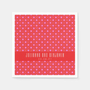 Guardanapo De Papel Casamento Geométrico Vermelho Cor-de-Rosa Vermelho