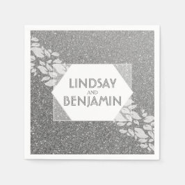 Guardanapo De Papel Casamento Glam Vintage Elegante com Brilho Pratead