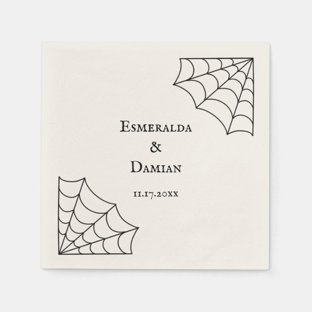 Guardanapo De Papel Casamento Gótico Branco e Negro (Frente)