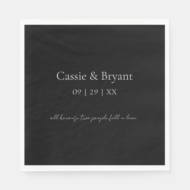 Guardanapo De Papel Casamento Gótico Branco e Preto Simples (Frente)