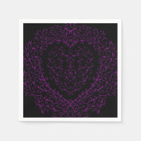 Casamento Gótico de Coração Roxo e Negro Napkins