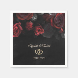 Guardanapo De Papel Casamento Gótico de Rosas Vermelhas Elegantes