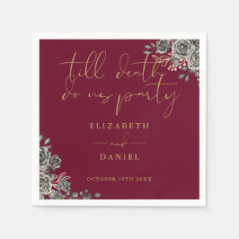 Guardanapo De Papel Casamento Gótico Floral E Rosas Dourados