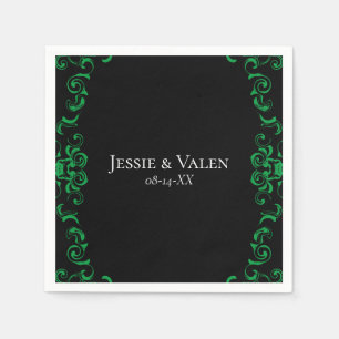 Guardanapo De Papel Casamento Gótico Negra e Verde