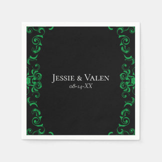 Guardanapo De Papel Casamento Gótico Negra e Verde