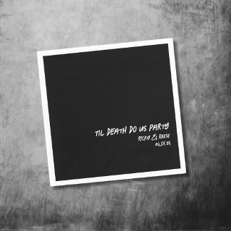 Guardanapo De Papel Casamento Gótico Nome Personalizado Cocktail Negro