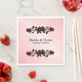 Guardanapo De Papel Casamento Gótico rosa vermelha