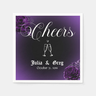 Guardanapo De Papel Casamento Gótico Roxo e Negro Cocktail Napkins