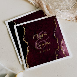 Guardanapo De Papel Casamento Grafite Dourado Ágata Vermelho Borgonha