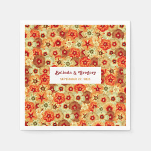Guardanapo De Papel Casamento Hippie de Cores Flores Retro Moderno dos