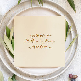 Guardanapo De Papel Casamento Ilustrado Branca E Manuscrito