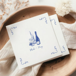Guardanapo De Papel Casamento Ilustrado Branca E Manuscrito