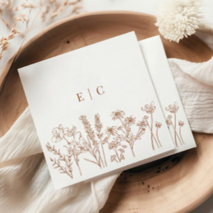 Guardanapo De Papel Casamento Inicial Elegante Boho Terracotta Wildflo