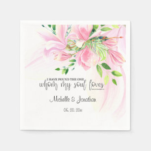 Guardanapo De Papel Casamento Inspiracional Floral de Magnolias Blush 