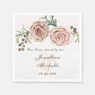 Guardanapo De Papel Casamento Inspirativo de Rosas Rosa Elegante
