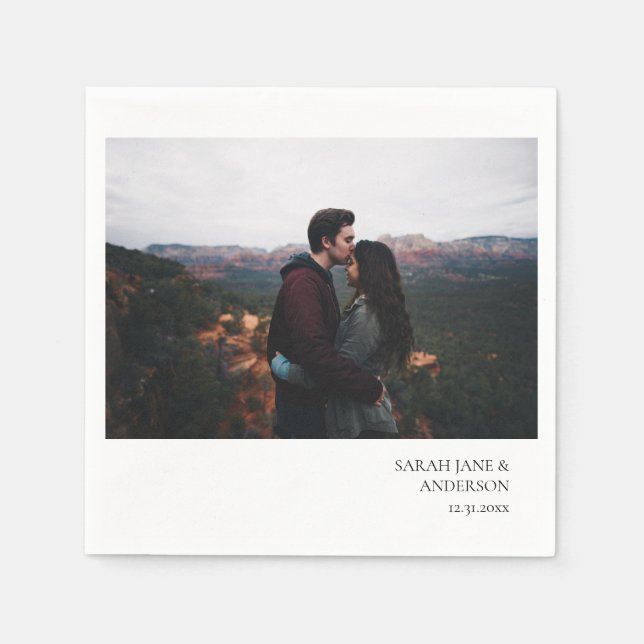 Guardanapo De Papel Casamento instantâneo de fotos ou monograma do par (Frente)
