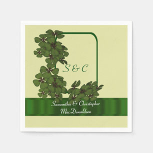 Guardanapo De Papel Casamento irlandês do verde, do creme e do trevo