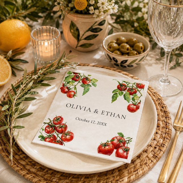 Guardanapo De Papel Casamento Italiano Pomodoro (Elegant Italian Pomodoro wedding napkins)