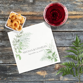 Guardanapo De Papel Casamento Jante Rustic Fern Foliage White