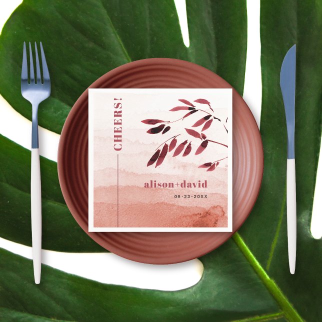 Guardanapo De Papel Casamento Japandi CHEERS com gradiente de aquarela (Criador carregado)