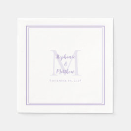 Guardanapo De Papel Casamento Lavanda Monograma Moderno Inicial & Nome