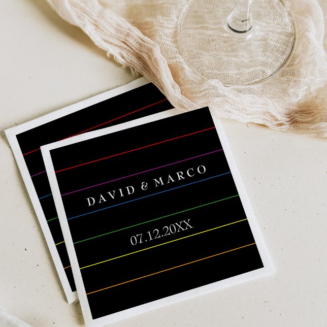 Guardanapo De Papel Casamento LGBT de Cores do Orgulho Pinstripe (Criador carregado)