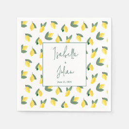 Guardanapo De Papel Casamento Limão Verão Itália branco amarelo