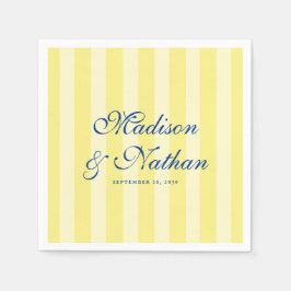 Guardanapo De Papel Casamento Listrado Azul e Amarelo Italiano Persona