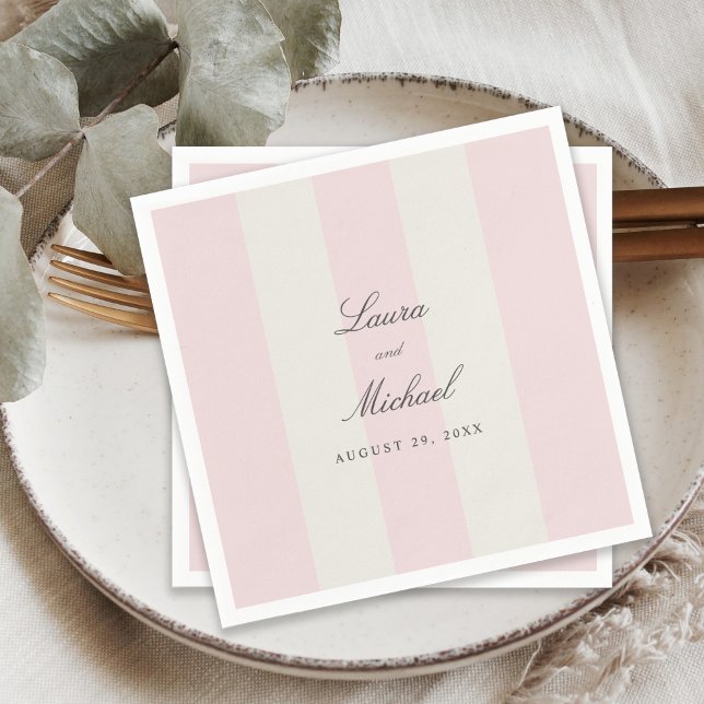 Guardanapo De Papel Casamento Listras de Cabana Rosa Simples (Criador carregado)
