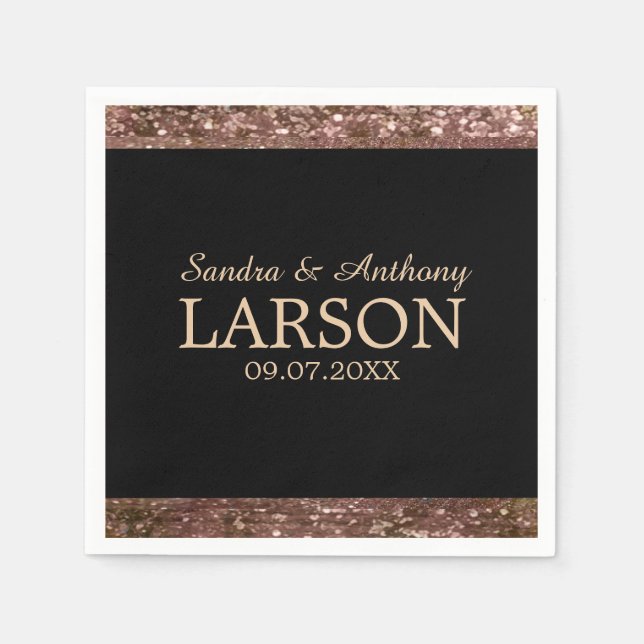 Guardanapo De Papel Casamento Luminoso Dourado Elegante Rosa Napkin (Frente)