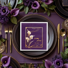 Guardanapo De Papel Casamento Luxuoso de Roxo e Ivory Calla Lily