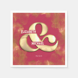 Guardanapo De Papel Casamento Magenta Dourado Cor-de-Rosa, Moderno e N