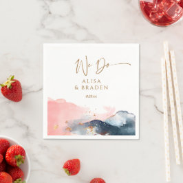 Guardanapo De Papel Casamento Mágico Montanha Azul Marinho Rosa Nós Fa