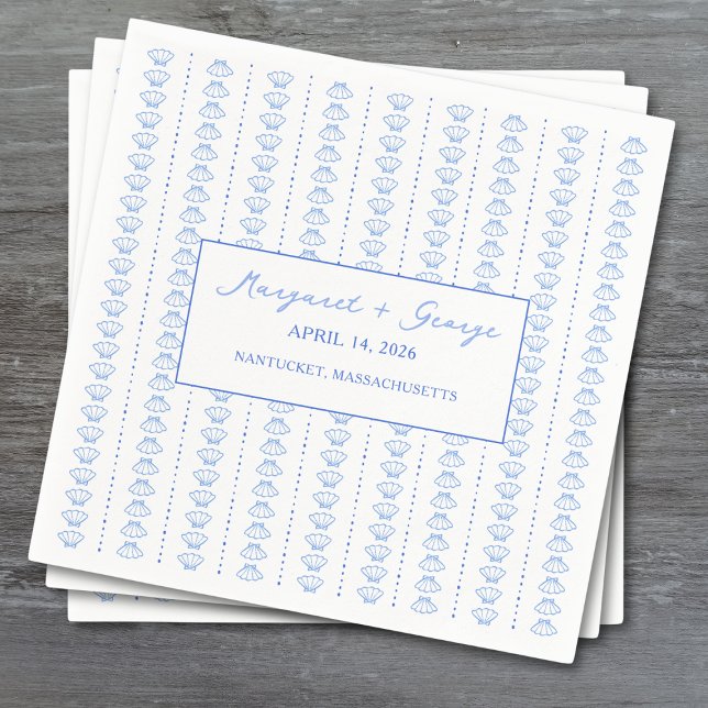 Guardanapo De Papel Casamento Marítimo Náutico da Marcha Azul Elegante (Criador carregado)