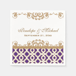 Guardanapo De Papel Casamento marroquino roxo e Dourado