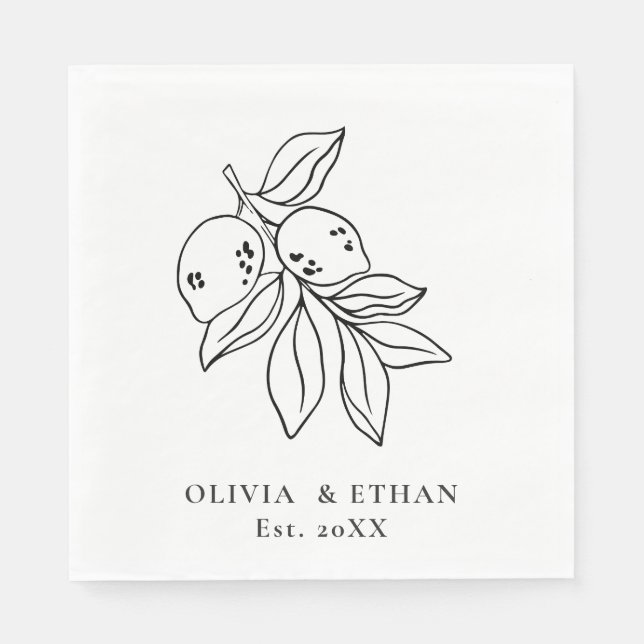 Guardanapo De Papel Casamento Minimal de Limão (Frente)